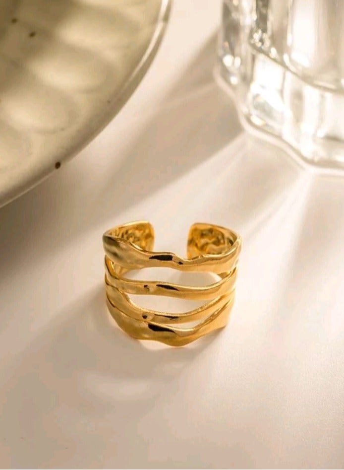 Attractives Trendy Stainless Steel Gold Plated Ring For Women One Size - Image 1