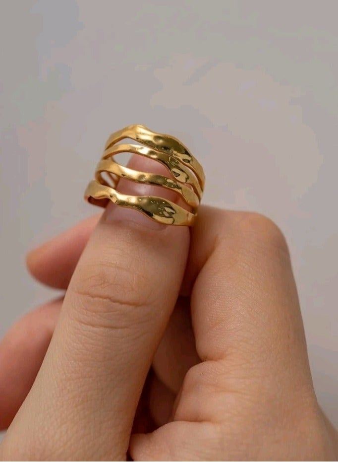 Attractives Trendy Stainless Steel Gold Plated Ring For Women One Size - Image 3
