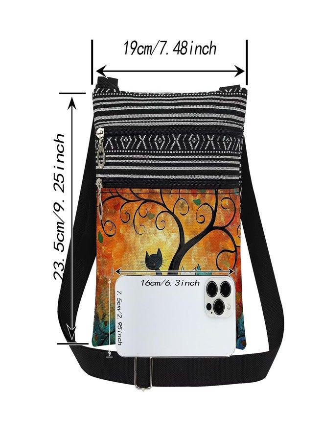 XiaoGalaee Cat Tree Print Crossbody Bag Unisex Adjustable Zipper Shoulder Bag Birthdays Holiday Cat Lovers Gift Mystical Tree Purse - Image 4