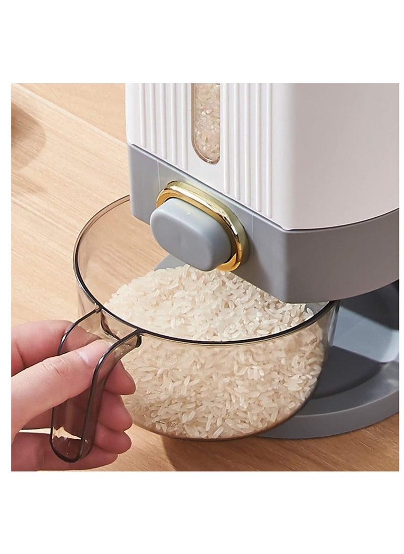 AMM - Rice Dispenser Press Switch Design Easy to Operate Rice Storage Bucket Strong and Durable Grain Storage Container Measuring Cup Design Grain Storage Box - Image 1