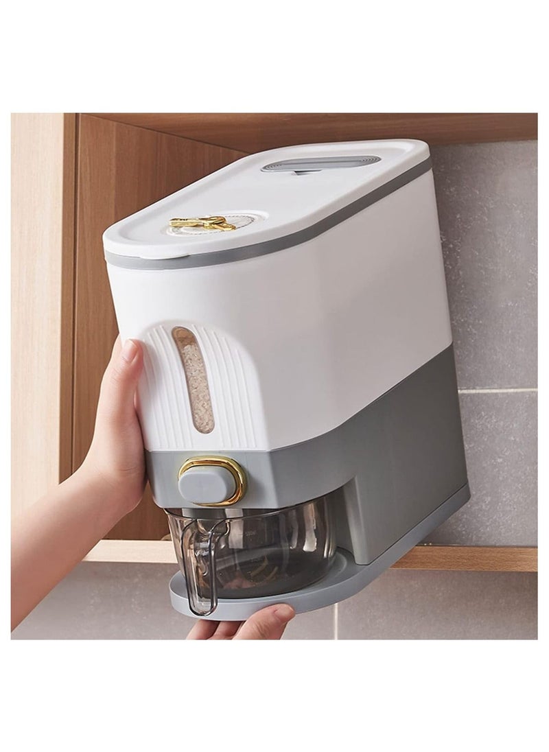 AMM - Rice Dispenser Press Switch Design Easy to Operate Rice Storage Bucket Strong and Durable Grain Storage Container Measuring Cup Design Grain Storage Box - Image 1
