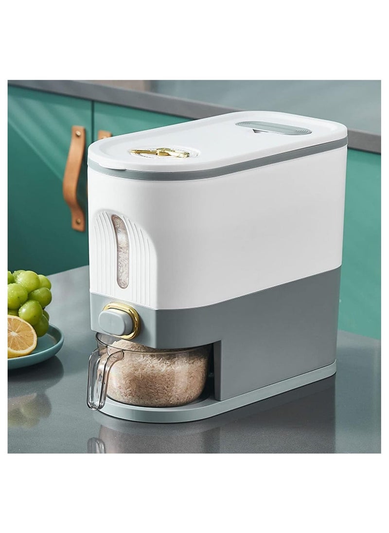AMM - Rice Dispenser Press Switch Design Easy to Operate Rice Storage Bucket Strong and Durable Grain Storage Container Measuring Cup Design Grain Storage Box - Image 1