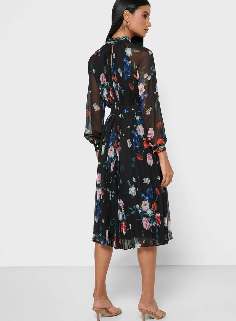 Ted Baker Naniro Floral Print Pleated Dress