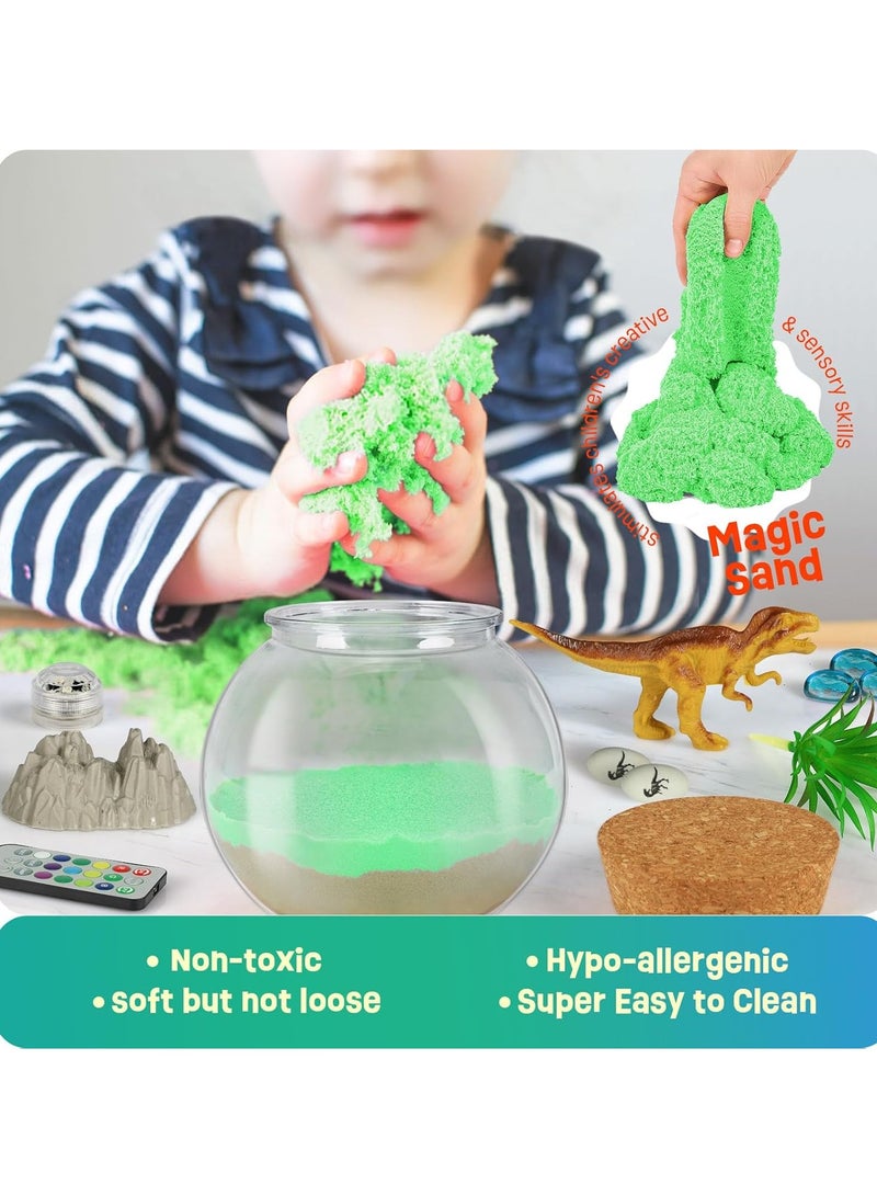 RAKAY Dinosaur Gifts for Boys - Dinosaurs Terrarium Kit for Kids 13-colored LED night light with remote control- Birthday Gift for Boy Ages 4 5 6 7 8-12 Year Old - DIY Dino Toys for Boys - Arts and Crafts Kit for Kids - Image 3