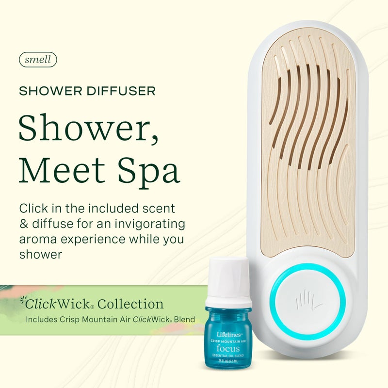 Lifelines Shower Diffuser - Wall-Mounted Essential Oil Diffuser for Showers - Aromatherapy Diffuser for Home Spa Experience, Auto Shut-Off Feature - ClickWick Essential Oil Blend Included - Image 2
