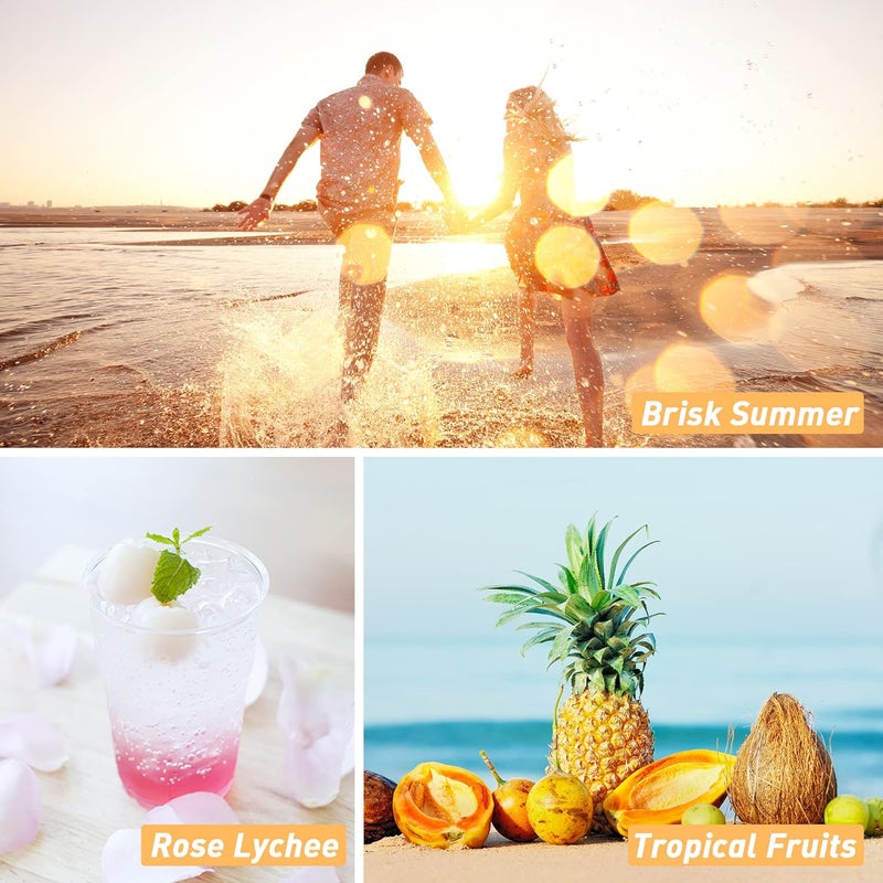 Summer Fragrance Oils Set - Essential Oil Soap Candle Making Scents, for Diffusers for Home, 6 x 10ml, Brisk Summer, Ocean Breeze, Tropical Fruits, Rose Lychee, Tomato Leaves, Fresh Bellini - Image 3