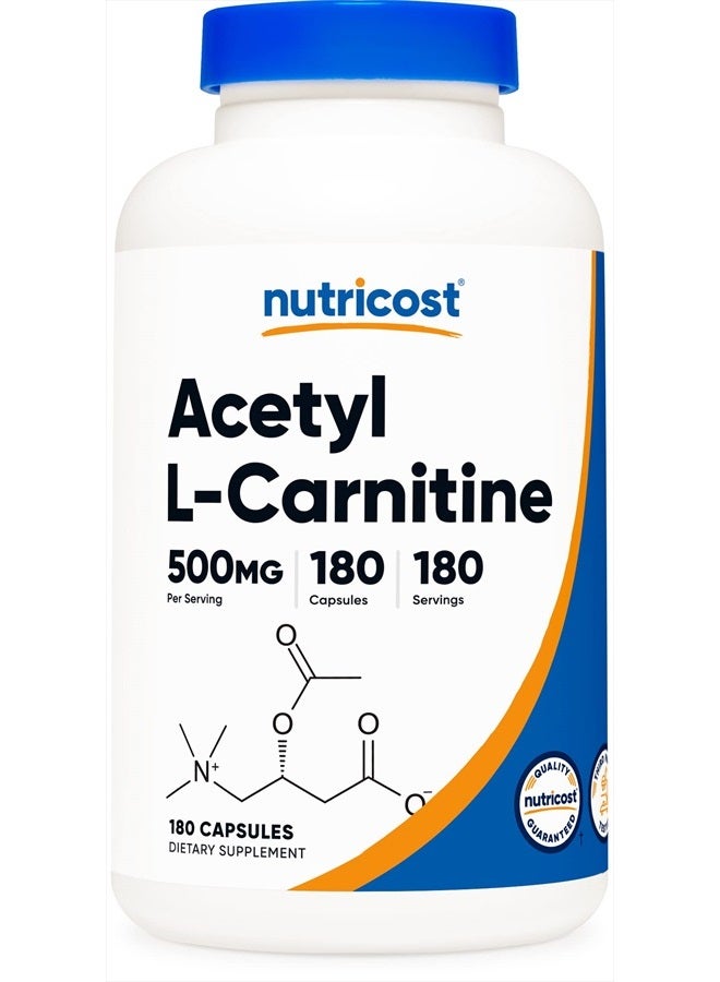 Nutricost Acetyl L-Carnitine 500mg, 180 Capsules - Non-GMO and Gluten Free - Image 1