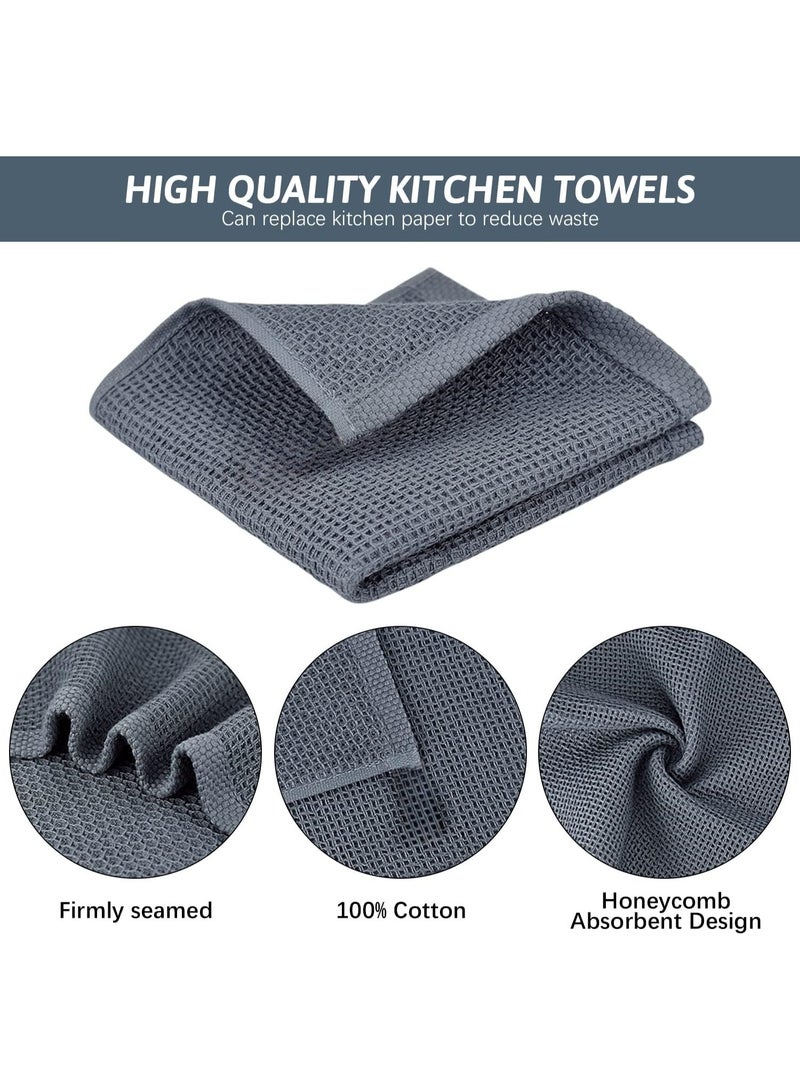 6 Pack Kitchen Towels, 100% Cotton Dish Cloth for Washing Dishes, Absorbent Quick Drying Dish Rags, Multipurpose Cleaning Rags-12x12 Inches - Image 2