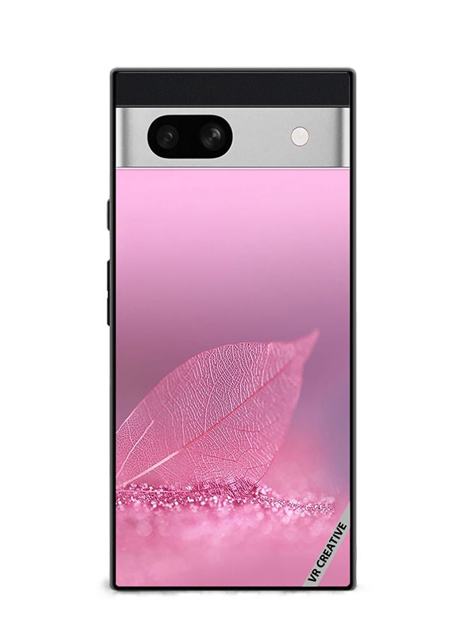 VR CREATIVE Protective Case Cover For Google Pixel 7a Pink Leaf Design Multicolour - Image 1
