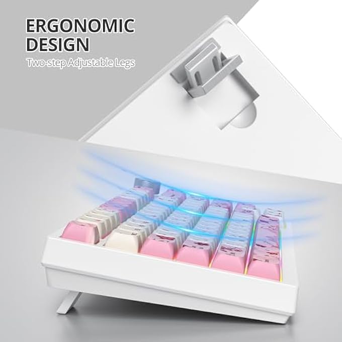 rayihni 75% TKL WIRED MECHANICAL KEYBOARD,RGB BACKLIT GASKET MOUNT 82 KEY HOT SWAPPABLE CUSTOM LINEAR RED SWITCH GAMING KEYBOARD WITH VOLUME KNOB & PBT KEYCAPS (PINK) - Image 3