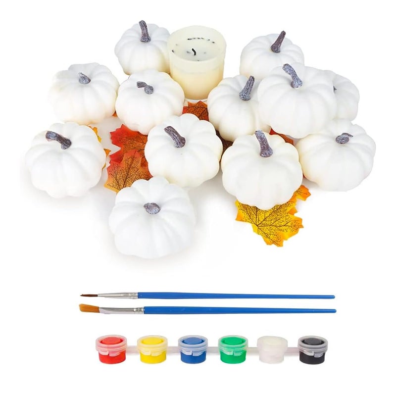FUTUREPLUSX 12PCS Mini White Pumpkins for Decorating Fake Pumpkins to Paint Artificial Painting Pumpkins for Crafts Kids Party Favors
