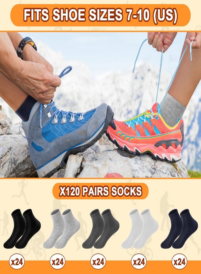 JaGely 120 Pairs Men's Socks Bulk Casual Sports Athletic Crew Socks for Athletic Women Unisex Adult, Solid Color - Image 3
