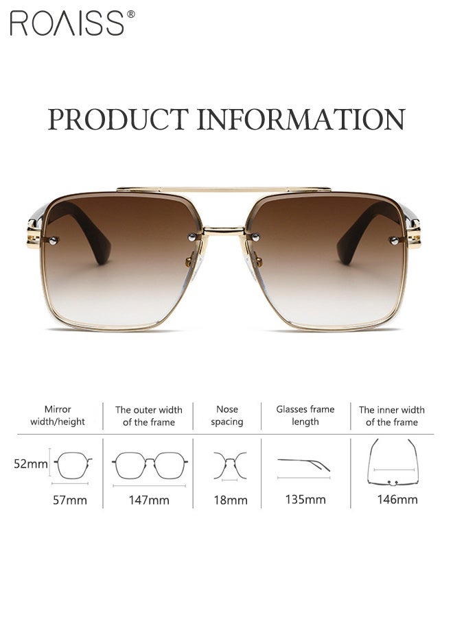 رويس نظارات شمسية مربعة للرجال والنساء، نظارات شمسية بحماية UV400 مع إطار من البولي كربونات والمعدن، نظارات شمسية عصرية مضادة للوهج للرجال للقيادة والصيد والسفر، ذهبية، 57 مم - Image 5