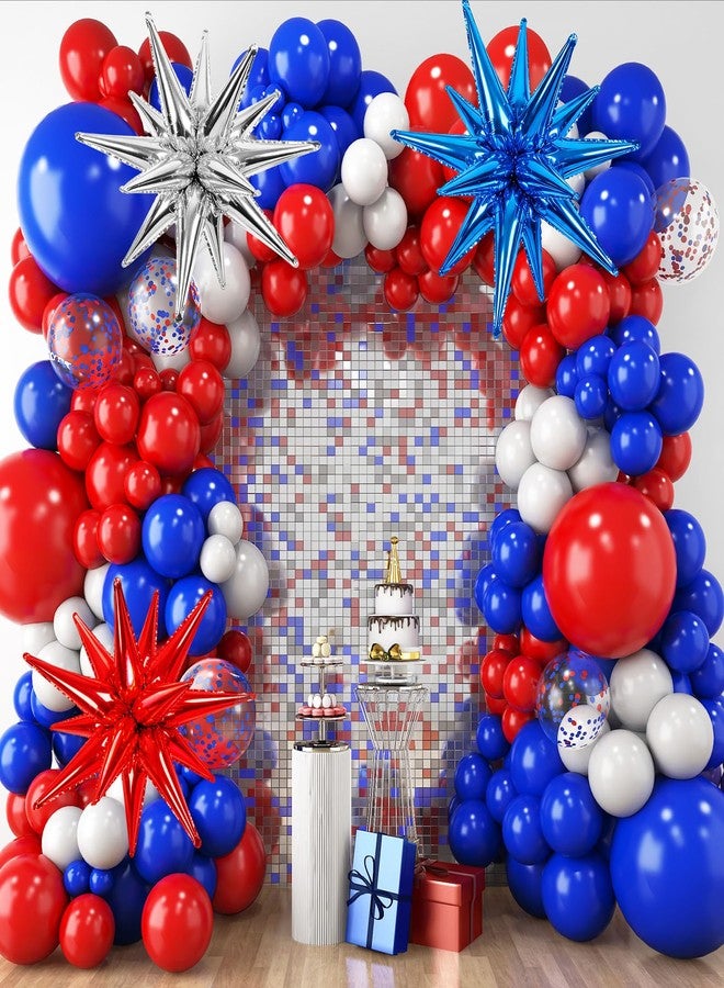 RUBFAC 140pcs Red White and Blue Balloon Garland Arch Kit, Red White Blue Confetti Star Latex Balloons for Birthday Wedding Graduation New Year Party Decorations - Image 1