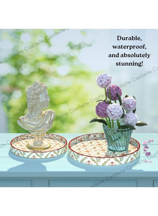 Castleite Ember Decorative Round Wooden Tray Set of 2 Handcrafted Trays for Serving, Use in Kitchen, Dining Table, Decor or Storage - Epoxy Resin Coated - Large, Small (Majestie) - Image 4