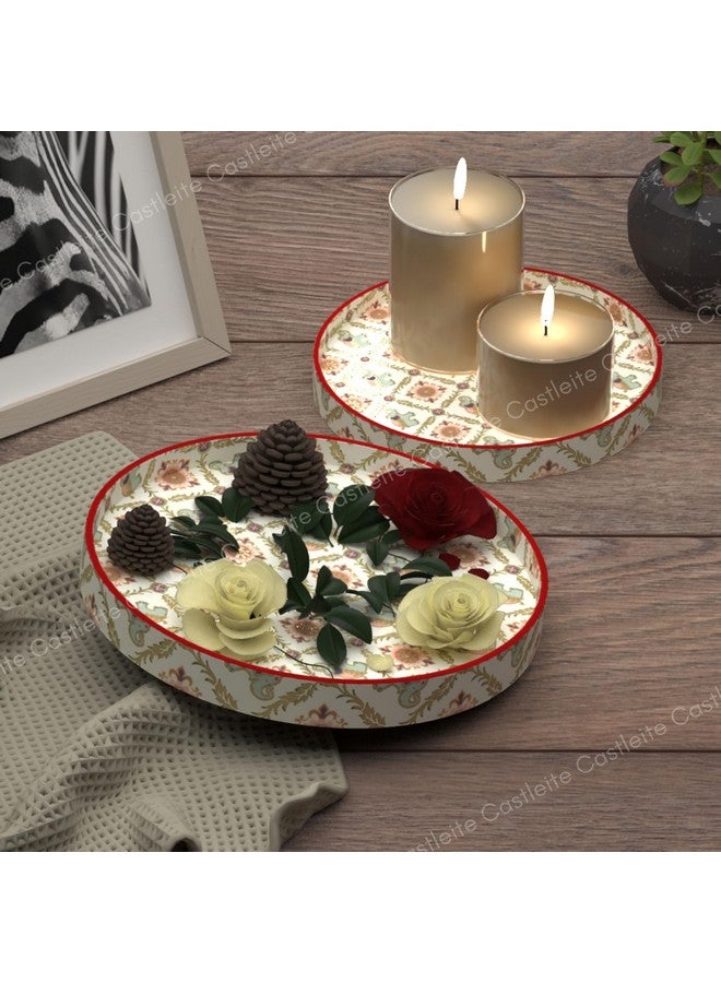 Castleite Ember Decorative Round Wooden Tray Set of 2 Handcrafted Trays for Serving, Use in Kitchen, Dining Table, Decor or Storage - Epoxy Resin Coated - Large, Small (Majestie) - Image 3