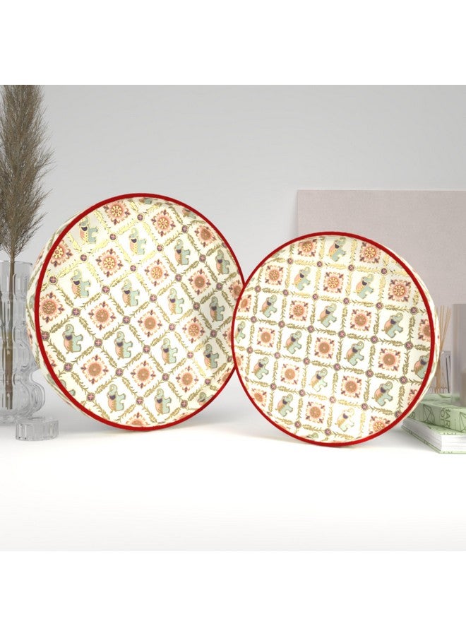 Castleite Ember Decorative Round Wooden Tray Set of 2 Handcrafted Trays for Serving, Use in Kitchen, Dining Table, Decor or Storage - Epoxy Resin Coated - Large, Small (Majestie) - Image 1