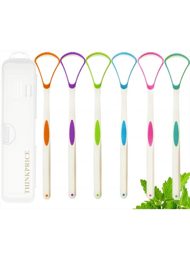 THINKPRICE Tongue Scraper Cleaner 100% BPA Free Tongue Scrapers with Travel Handy Case for Adults & Kids, Healthy Oral Care, Easy to Use, Help Fight Bad Breath (6 PACK)  - Image 1