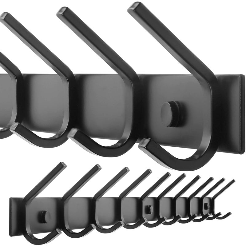 WEBI Coat Rack Wall Mounted10 Hooks for Hanging Coats30 Inch Hook Rack Hook Rail Coat Hanger Wall Mount for BackpackClothesJacketBlack