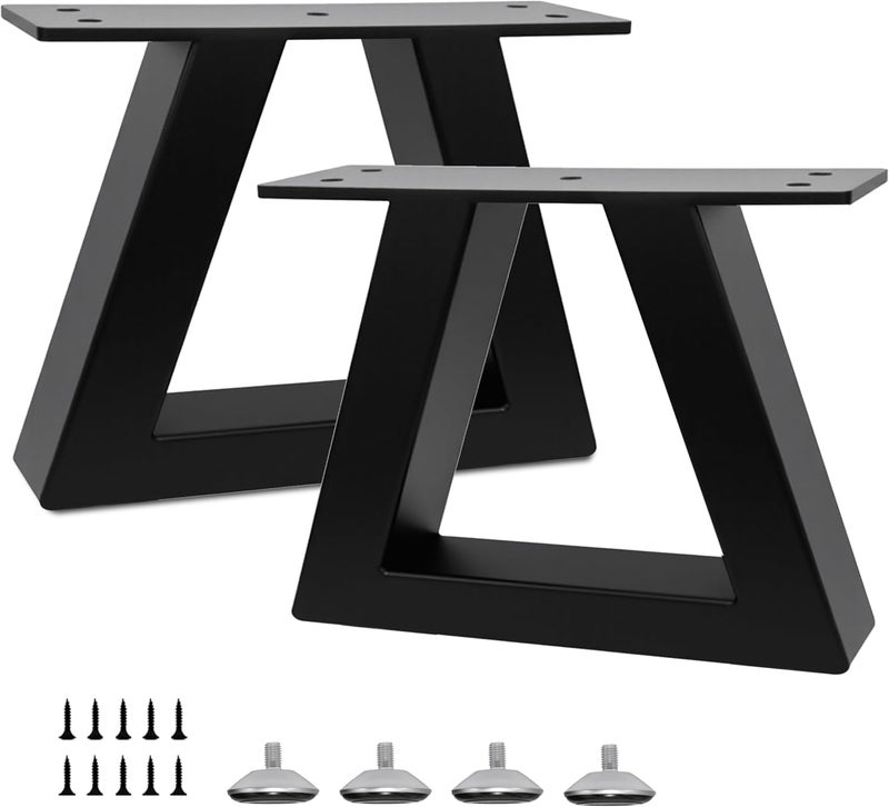 YCFHFC 6 Inch Trapezoid Metal Table Legs Heavy Duty Steel Furniture Legs for DIY Sofa, Couch, Bench,Stool,Coffee Table,End Side Cabinet Feets (Set of 2, Black) - Image 1