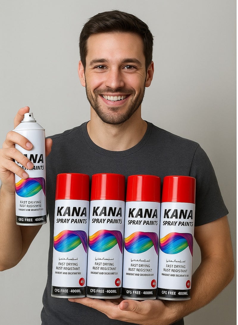 Kana 4 in 1 Professional Spray Paint - Practical spray paint used as a spray paint or spray paint for perfect coverage on walls and decorative works. It is a versatile paint and multi-surface paint, with quick-drying and waterproof coating to provide high-quality, long-lasting results. - Image 2