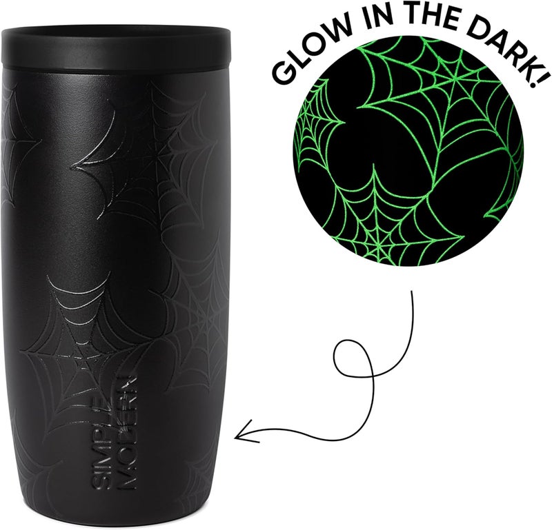 Simple Modern Narrow & wide space compatible Halloween Signature Voyager | 16oz Travel Coffee Mug Tumbler with 360° Lid | Gifts for Women Men | Ceramic-Lined Insulated Stainless Steel Cold Brew Iced Coffee Cup | Spiderwebs Wet anti slip - Image 1