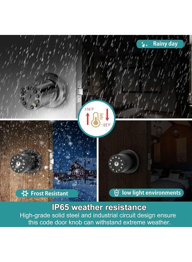 BOTHSTAR keypad door knob with key, keyless entry lock, 50 user codes, auto lock, easy installation for home and office - Image 5