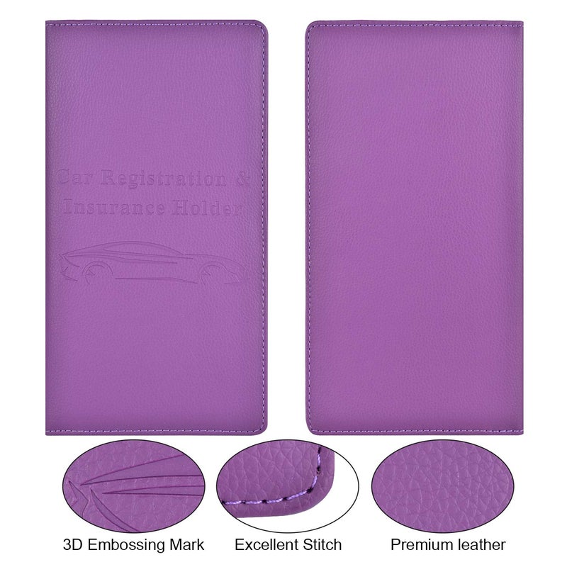 Cacturism Car Registration and Insurance Card Holder, Vehicle Glove Box Car Organizer Women Car Accessories with Magnetic Shut for Cards, Essential Document, Driver License, Purple - Image 4