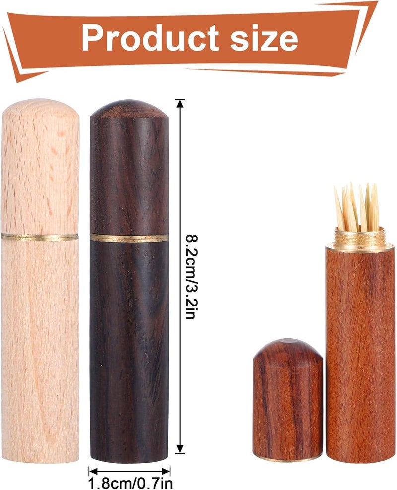 oruola 3pcs Pocket Toothpick Holder, Portable Wood Toothpick Holder for Purse, Toothpick Case for Storage Toothpicks Needle Bead Ear Pick Small Object Women Men - Image 2