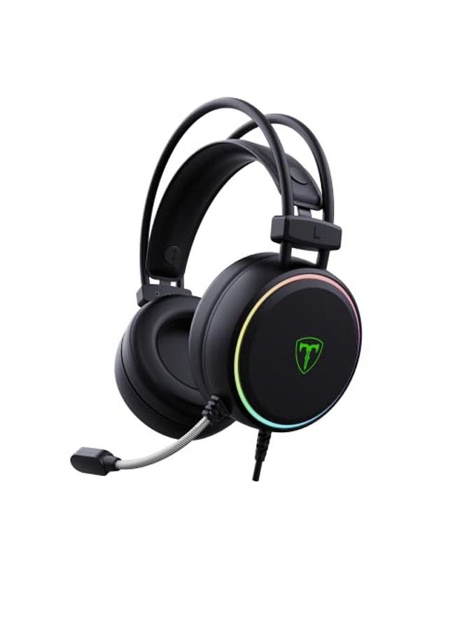 Rock Pow Stereo Gaming Headset for PS4 PC Xbox One PS5 Controller, Over Ear Headphones with Mic, RGB LED Light, Bass Surround, Soft Memory Earmuffs for Laptop Mac Nintendo NES Games  - Image 1