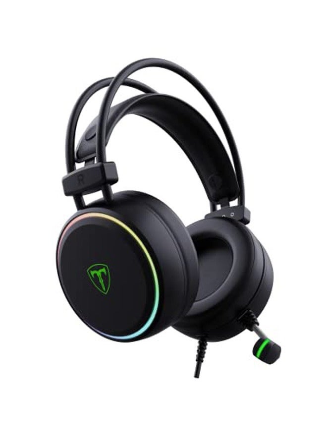 Rock Pow Stereo Gaming Headset for PS4 PC Xbox One PS5 Controller, Over Ear Headphones with Mic, RGB LED Light, Bass Surround, Soft Memory Earmuffs for Laptop Mac Nintendo NES Games  - Image 3