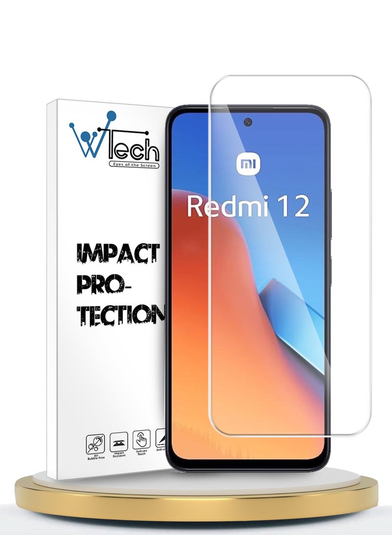 Wtech Premium Series Curved Edges 9H 2.5D Tempered Glass Screen Protector For Xiaomi Redmi 12 4G / 5G 2023 Clear - Image 1