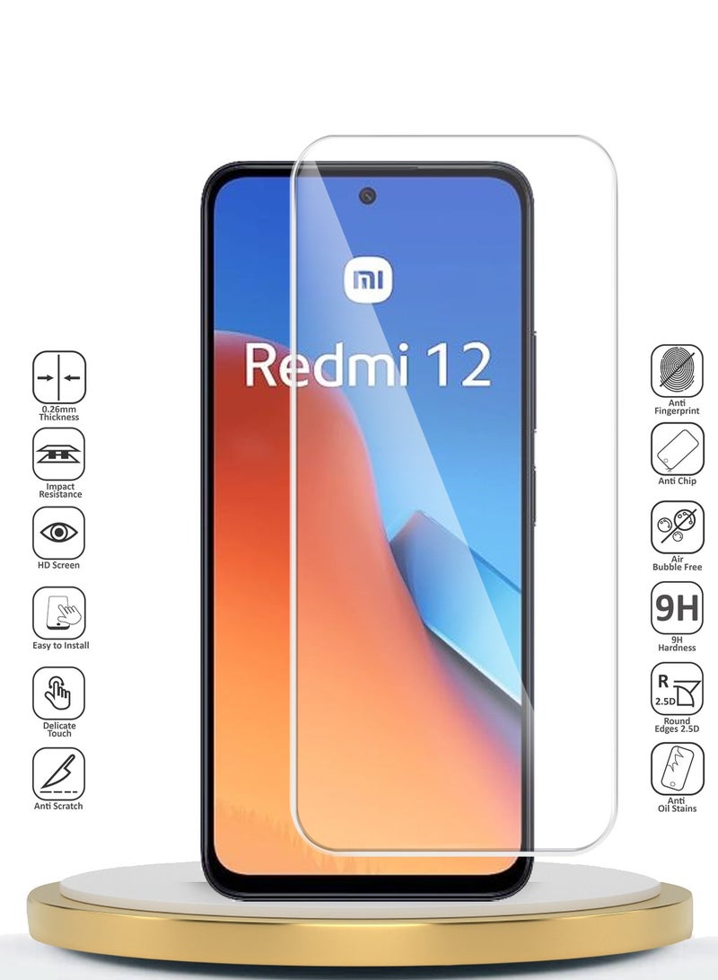 Wtech Premium Series Curved Edges 9H 2.5D Tempered Glass Screen Protector For Xiaomi Redmi 12 4G / 5G 2023 Clear - Image 2