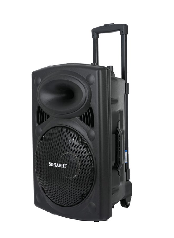 SONASHI Rechargeable Trolley Speaker System With Remote Control And Microphone Usb / Bluetooth/ Sd Card Slots And Fm Stereo Radio Led Display With Recording Function High Sound Speaker For Parties SPS-7812RT Black - Image 1