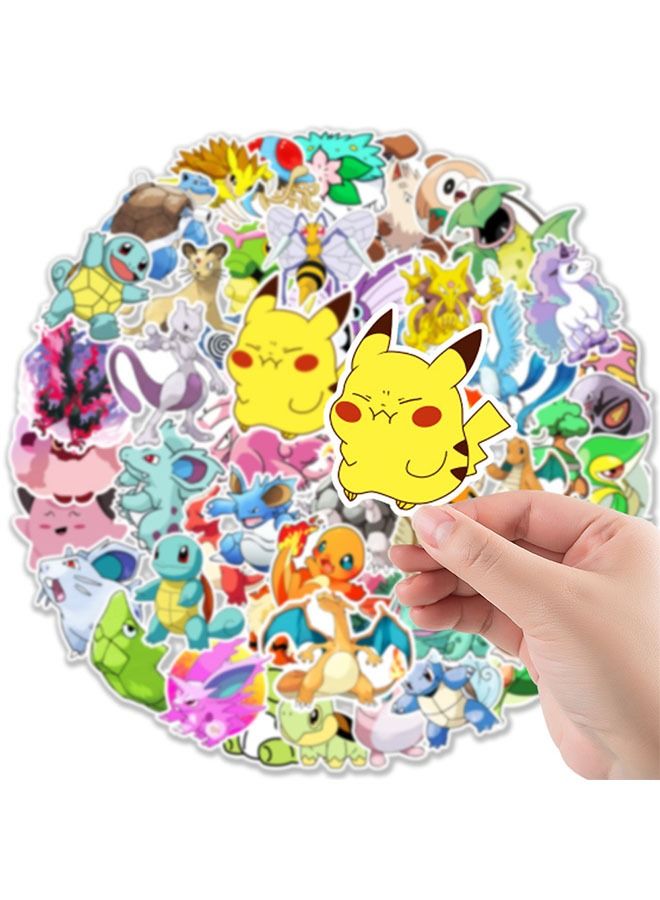 Ant 50-Piece Cute PikaChu Cartoon Anime Stickers, PVC Waterproof Scratch Proof Reuse Stickers for Water Bottles Laptop Skateboard Bike Phone Guitar Luggage Stickers - Image 3