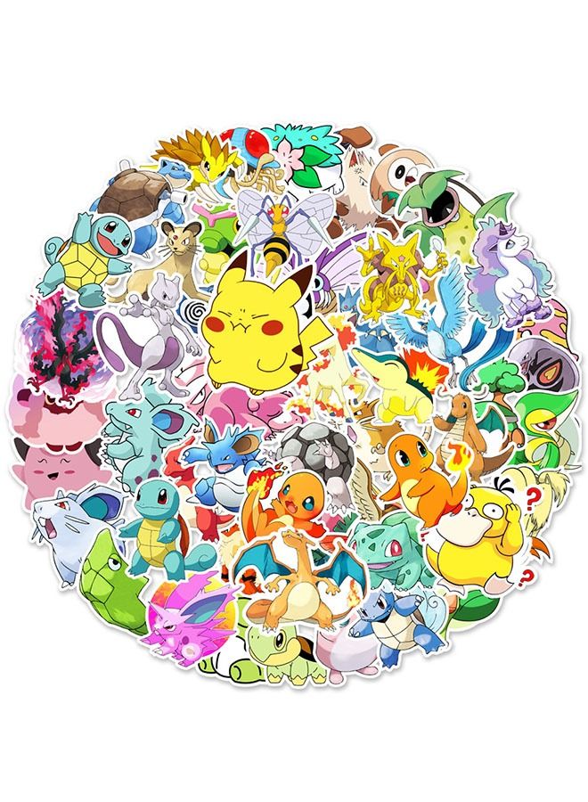 Ant 50-Piece Cute PikaChu Cartoon Anime Stickers, PVC Waterproof Scratch Proof Reuse Stickers for Water Bottles Laptop Skateboard Bike Phone Guitar Luggage Stickers - Image 2