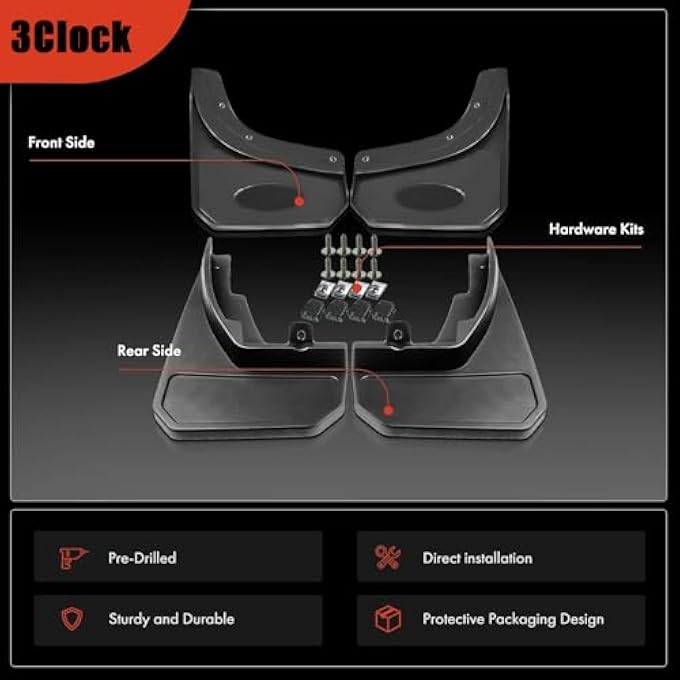 ريحني مجموعة رفرف رفرف من نوع Mudguard Splash Resistance مع ملحقات أجهزية متوافقة مع لاند روفر ديفندر 90110 20202025 الأمام والخلف - Image 3