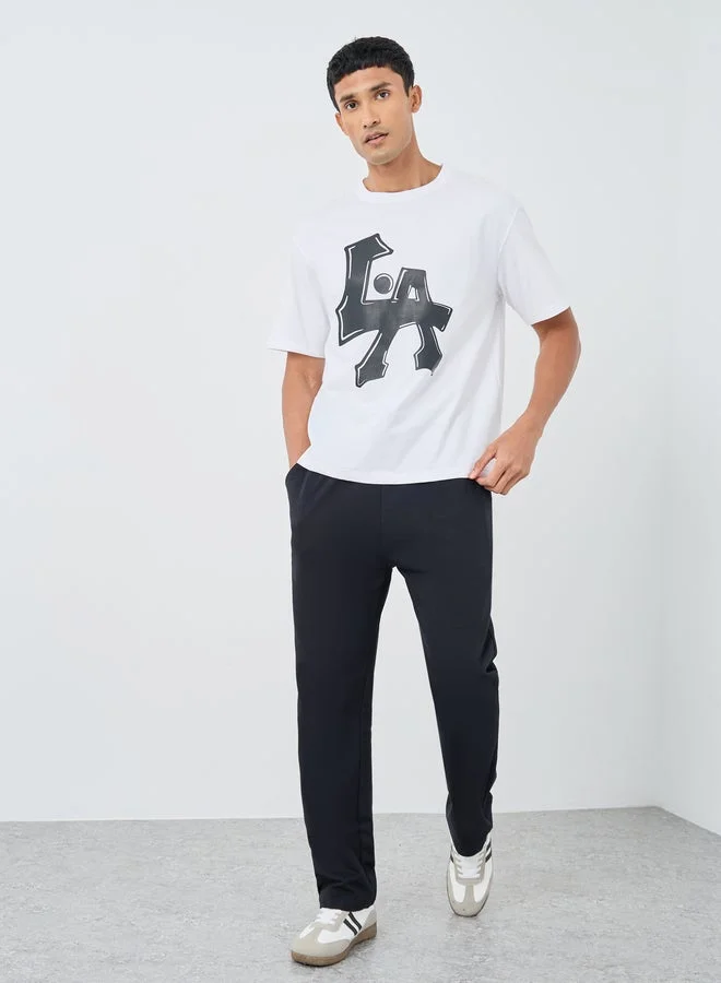 Styli Slogan Print Crew Neck Oversized T-Shirt