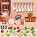 JOKERKING 90Pcs Kitchen Playset Accessories Pretend Cooking with Pots Pans Cookware Food Fruit Veges Color Sorting Baskets Prop Money Learning Gift for Girls Boys Toddlers Pink - Image 4