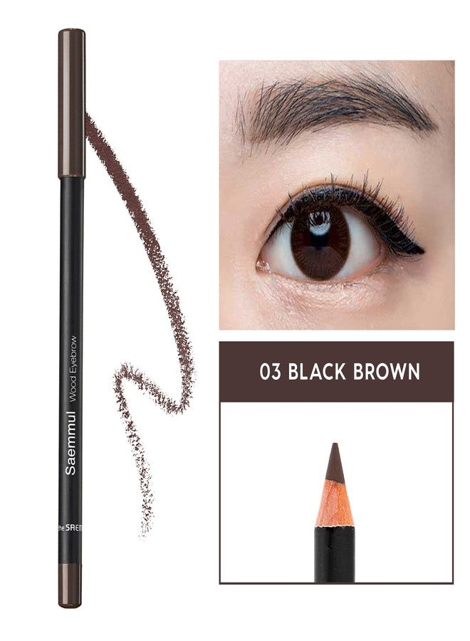 THESAEM [The SAEM] Saemmul Wood Eyebrow Pencil 0.06oz, 03 Black Brown - Image 2