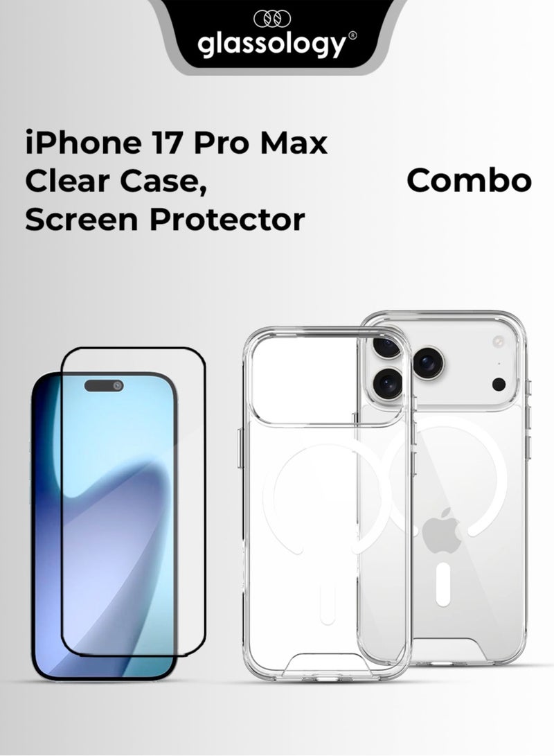 جلاسولوجي iPhone 17 Pro Max White Essentials Bundle – MagSafe Case + Ultra-Clear Screen Protector - Image 1