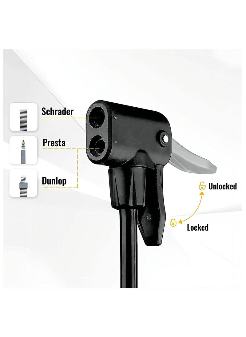 Cool Baby Style Bike Floor Pump with Pressure Gauge, Bicycle Pump Pump with 160 PSI High Pressure, Fits Schrader and Presta Valves  - Image 4