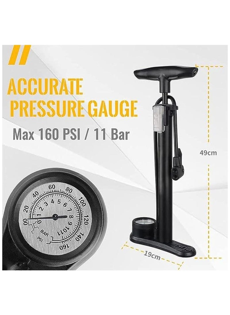 Bike Floor Pump with Pressure Gauge, Bicycle Pump Pump with 160 PSI High Pressure, Fits Schrader and Presta Valves - pzsku/Z63204B4C4211842CDB3EZ/45/_/1692348999/82316813-6761-4c05-8fa3-5c831619d376