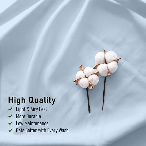 RUVANTI 100% Cotton King Size Sheets Set, 4 Pieces, Soft & Breathable Percale Weave Bedding, Deep Pocket 16", Hotel Standard, Crisp Cool Feel, Durable, Perfect Dyed Bed Sheet, Baby Blue - Image 5
