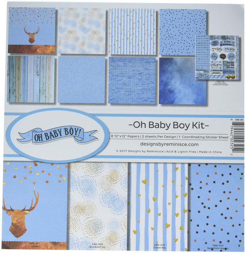 Reminisce (REMBC) Oh Baby Boy Scrapbook Collection Kit, Multicolor, 12x12 inches - Image 2