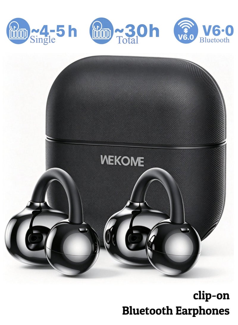 WEKOME Open‑Ear Clip‑On TWS Wireless Earbuds, Bluetooth 6.0, Composite Titanium Diaphragm Driver, 5H Single Playtime 30H Total Battery Life Open Ear Headphones - Image 1