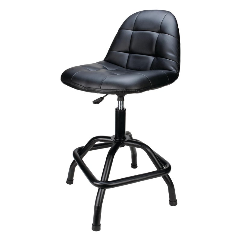 Performance Tool W85031 Pneumatic High Back Adjustable Swivel Bar Stool with Back Support for Home Bar and Shop Black 2632Inches High - Image 2