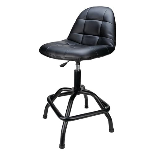 Performance Tool W85031 Pneumatic High Back Adjustable Swivel Bar Stool with Back Support for Home Bar and Shop Black 2632Inches High - Image 1