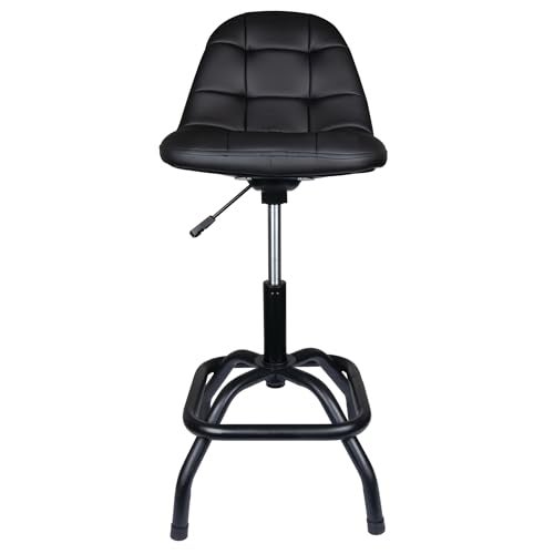 Performance Tool W85031 Pneumatic High Back Adjustable Swivel Bar Stool with Back Support for Home Bar and Shop Black 2632Inches High - Image 3