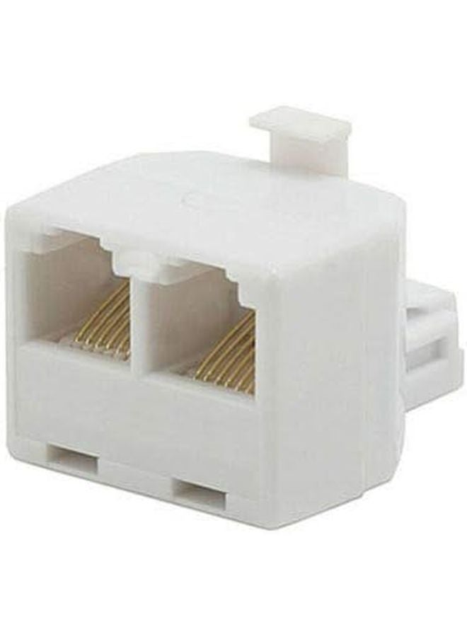 RJ12 مقسم T محول 1 ذكر إلى 2 أنثى 6P6C هاتف جاك موصل أبيض - Image 1